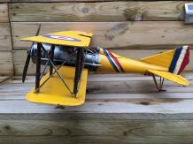 Handgefertigtes Flugzeug XL, groß, Gelbe Doppeldecker